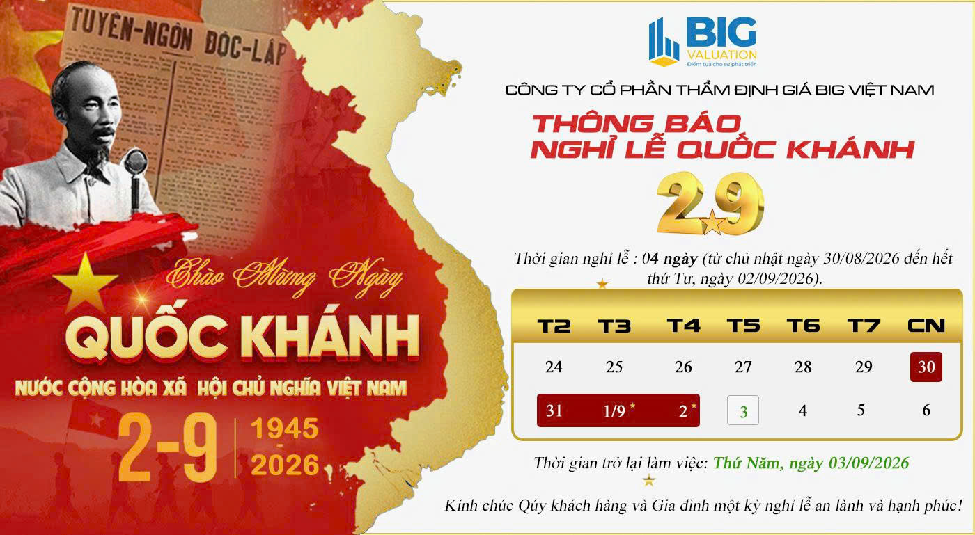 Thông báo nghỉ lễ Quốc khánh 02/09/2026 BIG Việt Nam
